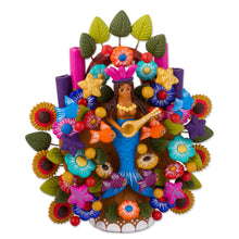 Load image into Gallery viewer, Hand-Painted Mermaid-Themed Ceramic Sculpture from Mexico - Mermaid's Home | NOVICA