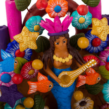 Load image into Gallery viewer, Hand-Painted Mermaid-Themed Ceramic Sculpture from Mexico - Mermaid's Home | NOVICA