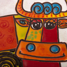Load image into Gallery viewer, Whimsical Cow-Themed Ceramic Wall Art from Mexico - Whimsical Cow | NOVICA