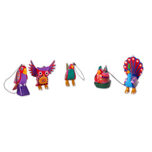 Load image into Gallery viewer, Hand-Painted Wood Alebrije Bird Ornaments (Set of 5) - Magic Birds | NOVICA