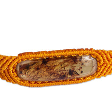 Load image into Gallery viewer, Amber Wristband Bracelet with Saffron Cord from Mexico - Age-Old Elegance in Saffron | NOVICA