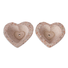 Load image into Gallery viewer, Heart-Shaped Reclaimed Stone Flower Pots (Pair) - Heartfelt Planters | NOVICA