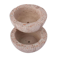 Load image into Gallery viewer, Round Reclaimed Stone Flower Pots from Mexico (Pair) - Verdant Bowls | NOVICA