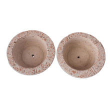 Load image into Gallery viewer, Round Reclaimed Stone Flower Pots from Mexico (Pair) - Verdant Bowls | NOVICA