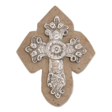 Load image into Gallery viewer, Baroque-Inspired Pewter and Reclaimed Stone Wall Cross - Baroque Faith | NOVICA