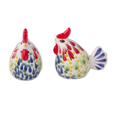 Load image into Gallery viewer, Artisan Crafted Ceramic Rooster Salt and Pepper Shakers - Colorful Roosters | NOVICA