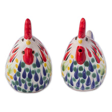 Load image into Gallery viewer, Artisan Crafted Ceramic Rooster Salt and Pepper Shakers - Colorful Roosters | NOVICA