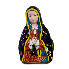 Load image into Gallery viewer, Hand-Painted Talavera-Style Ceramic Mary Wall Sculpture - Praying Mary | NOVICA