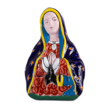 Load image into Gallery viewer, Hand-Painted Talavera-Style Ceramic Mary Wall Sculpture - Praying Mary | NOVICA