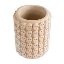 Load image into Gallery viewer, Skull Pattern Ceramic Flower Pot from Mexico - Rows of Skulls | NOVICA