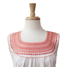 Load image into Gallery viewer, White and Flame Embroidered Cotton Blouse from Mexico - Flame Delight | NOVICA