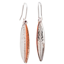 Load image into Gallery viewer, Taxco Sterling Silver and Copper Dangle Earrings from Mexico - Hammered Abstraction | NOVICA