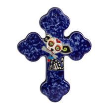 Load image into Gallery viewer, Hand Painted Dog-Themed Ceramic Wall Cross - Catrina Pup | NOVICA