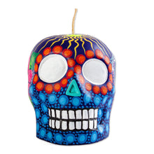 Load image into Gallery viewer, Hand Painted Mexican Day of the Dead Purple Skull Candle - Colorful Purple Skull | NOVICA
