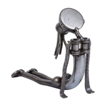 Load image into Gallery viewer, Rustic Auto Parts Sculpture of Yoga Pose - Cobra Pose II | NOVICA