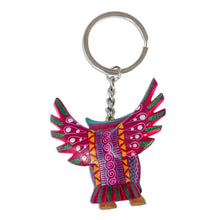 Load image into Gallery viewer, Hand Crafted Owl Alebrije Key Ring - Magenta Owl | NOVICA