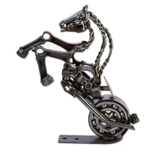 Load image into Gallery viewer, 20 Inch Rustic Motorbike Horse Upcycled Auto Parts Sculpture - Rustic Horsepower | NOVICA