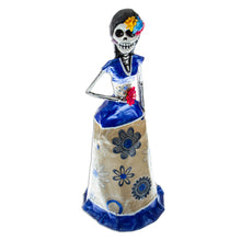 Load image into Gallery viewer, Unique Papier Mache Catrina Statuette with Flower - Catrina with Flower | NOVICA