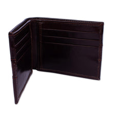Load image into Gallery viewer, Hand Crafted Brown Leather Wallet for Men - Off Road in Brown | NOVICA