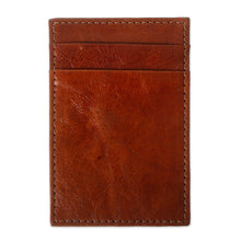 Load image into Gallery viewer, Slender Brown Leather Card Holder Wallet - Travel Smart in Brown | NOVICA
