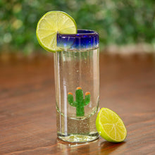 Load image into Gallery viewer, Hand Blown Tequila Glasses with Cactus Set of 6 - Bottoms Up | NOVICA