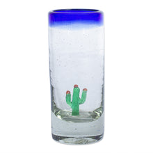 Load image into Gallery viewer, Hand Blown Tequila Glasses with Cactus Set of 6 - Bottoms Up | NOVICA