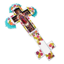 Load image into Gallery viewer, Blessed Virgin Tin and Glass Wall Cross Art - Blessed Virgin | NOVICA