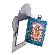 Load image into Gallery viewer, Handcrafted Virgin of Guadalupe Tin Plaque or Photo Frame - Roses for Guadalupe | NOVICA