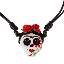 Load image into Gallery viewer, Skull Pendant Necklace on Adjustable Cord - Romantic Calavera | NOVICA