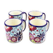 Load image into Gallery viewer, Multicolored Ceramic Mugs from Mexico (Set of 4) - Colors of Mexico | NOVICA