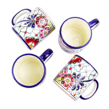 Load image into Gallery viewer, Multicolored Ceramic Mugs from Mexico (Set of 4) - Colors of Mexico | NOVICA