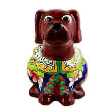 Load image into Gallery viewer, Talavera Style Dog-Themed Ceramic Planter from Mexico - Talavera Dog | NOVICA