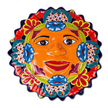 Load image into Gallery viewer, Talavera-Style Sun Wall Plaque from Mexico - Sunshine | NOVICA