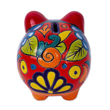 Load image into Gallery viewer, Hand Painted Talavera Style Decorative Accent - Flower Piggy | NOVICA