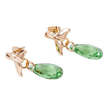 Load image into Gallery viewer, 14k Gold-Plated Green Swarovski Dangle Earrings from Mexico - Whale Tales | NOVICA