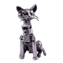 Load image into Gallery viewer, Recycled Metal Whiskered Cat Sculpture from Mexico - Whiskered Cat | NOVICA