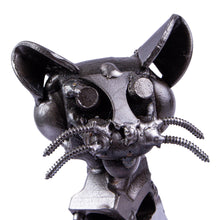 Load image into Gallery viewer, Recycled Metal Whiskered Cat Sculpture from Mexico - Whiskered Cat | NOVICA