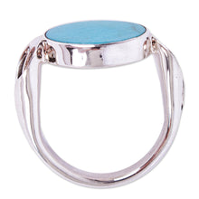 Load image into Gallery viewer, Taxco Silver Lilly Reconstituted Turquoise Cocktail Ring - Calla Lilly Turquoise | NOVICA