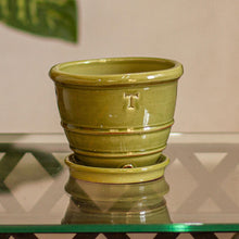 Load image into Gallery viewer, Glazed Green Ceramic Flower Pot from Mexico - Classic Olive | NOVICA