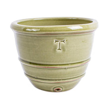 Load image into Gallery viewer, Glazed Green Ceramic Flower Pot from Mexico - Classic Olive | NOVICA
