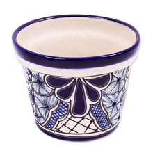 Load image into Gallery viewer, Hand Painted Cobalt Flower Pot (4.7 Inch Diameter) - Cobalt Garden | NOVICA