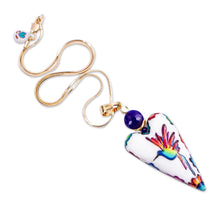 Load image into Gallery viewer, Heart-Shaped Marble Pendant Necklace - Rainbow Hummingbird | NOVICA