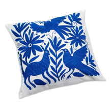 Load image into Gallery viewer, Embroidered Cotton Cushion Cover - Blue Tenango | NOVICA