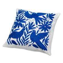 Load image into Gallery viewer, Embroidered Cotton Cushion Cover - Blue Tenango | NOVICA