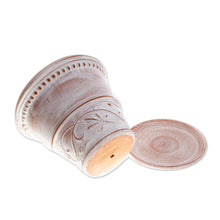 Load image into Gallery viewer, Ceramic Flower Pot With Distressed White Paint From Mexico - Enchanted Afternoon | NOVICA