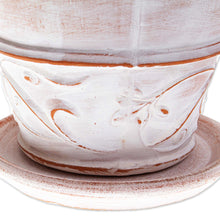 Load image into Gallery viewer, Ceramic Flower Pot With Distressed White Paint From Mexico - Enchanted Afternoon | NOVICA