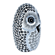 Load image into Gallery viewer, Signed Black and White Owl Alebrije Figure from Oaxaca - Oviform Owl in Black and White | NOVICA