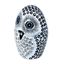 Load image into Gallery viewer, Signed Black and White Owl Alebrije Figure from Oaxaca - Oviform Owl in Black and White | NOVICA