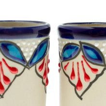 Load image into Gallery viewer, Ceramic Tequila Cups - Hidalgo Flourish - Pair | NOVICA