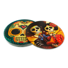 Load image into Gallery viewer, Decoupage coasters - Day of the Dead in Mexico (set of 4) | NOVICA